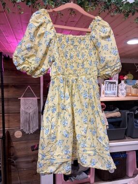 Girls sz 5 Floral Puff Sleeve Dress Easter spring coquette cottage